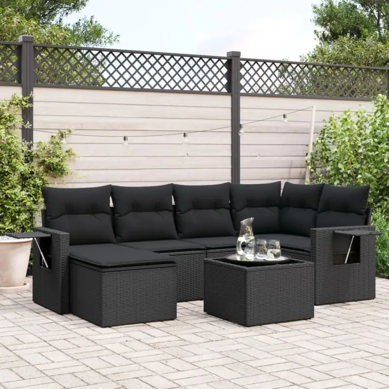 Loungebank voor tuin met zwart materiaal en waterdichte tas