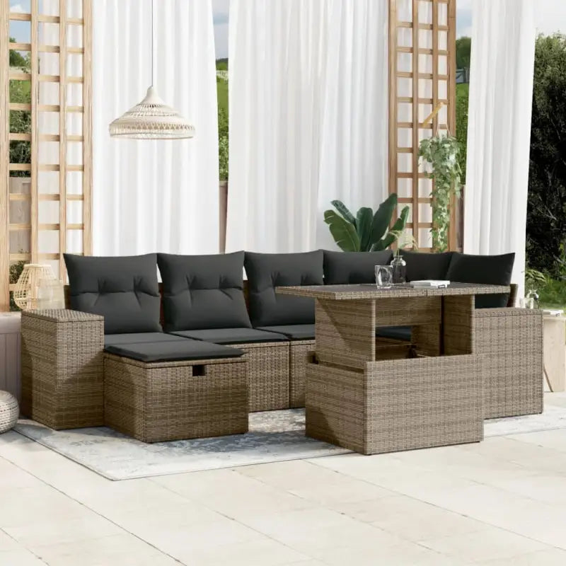 Loungebank voor tuin of terras met grijs materiaal en gepoedercoat staal