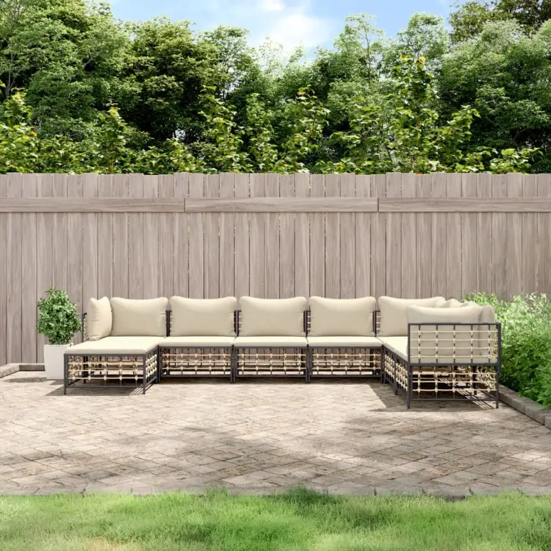 Loungebanken in poly rattan en antraciet materiaal voor buitengebruik