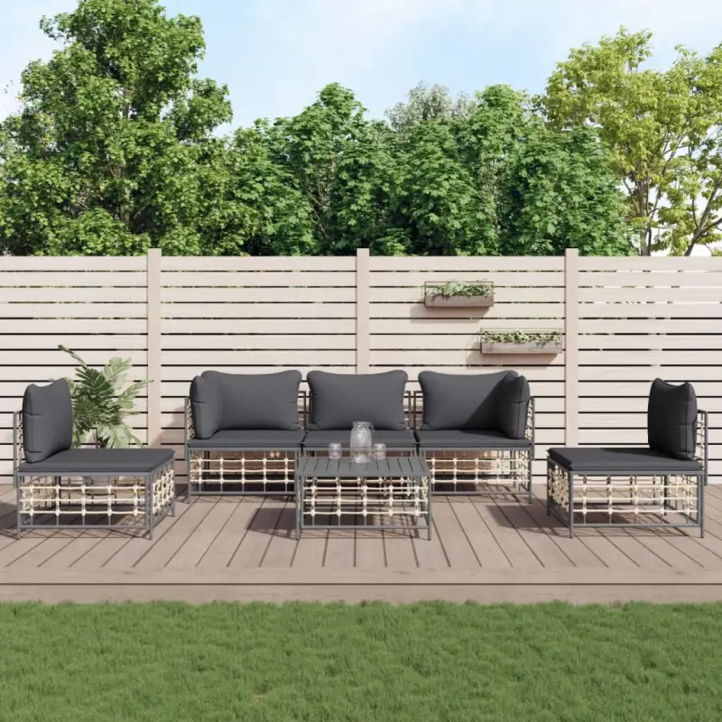 Loungebanken in poly rattan met antraciet materiaal en ruime afmetingen