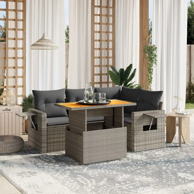 Loungebanken set in grijs materiaal van gepoedercoat staal voor tuin
