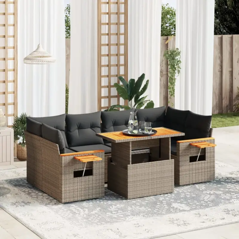 Loungeset in grijs materiaal met gepoedercoat staal en comfortabele afmetingen
