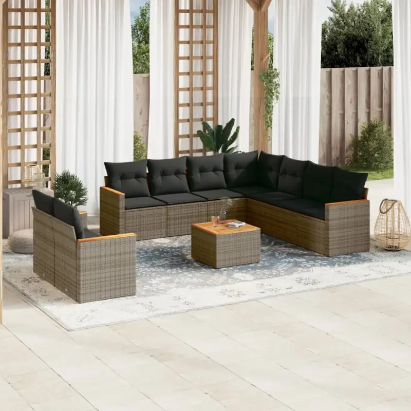 Loungeset in grijs materiaal met waterdichte tas en gepoedercoat staal
