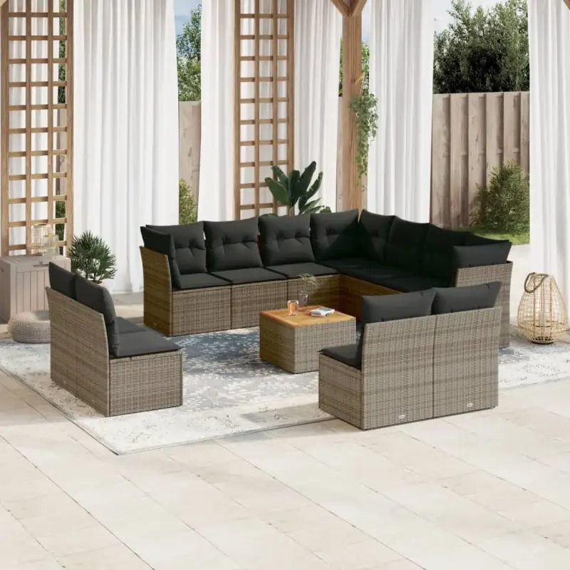 Loungeset in grijs materiaal met waterdichte tas en gepoedercoated staal