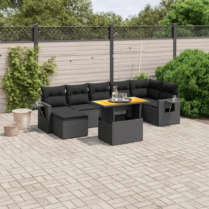 Loungeset in zwart materiaal met gepoedercoat staal en ruime afmetingen