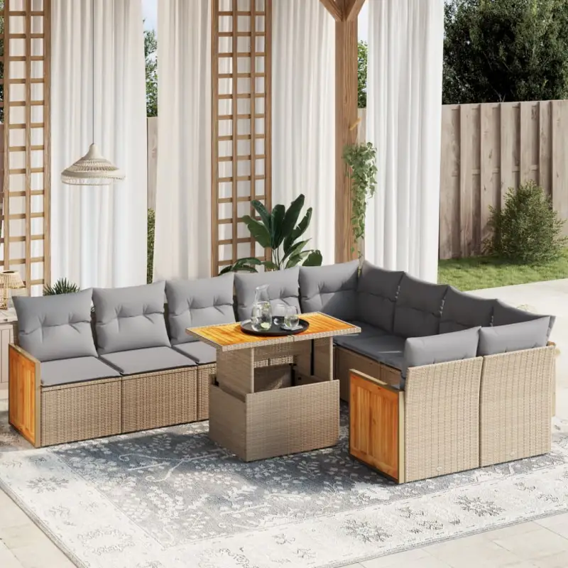 Loungeset met beige materiaal en gepoedercoat staal voor buitenplezier