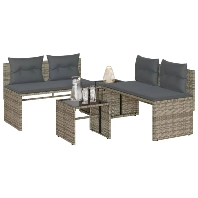 Loungeset met gehard glas en grijs materiaal voor jouw tuin of terras