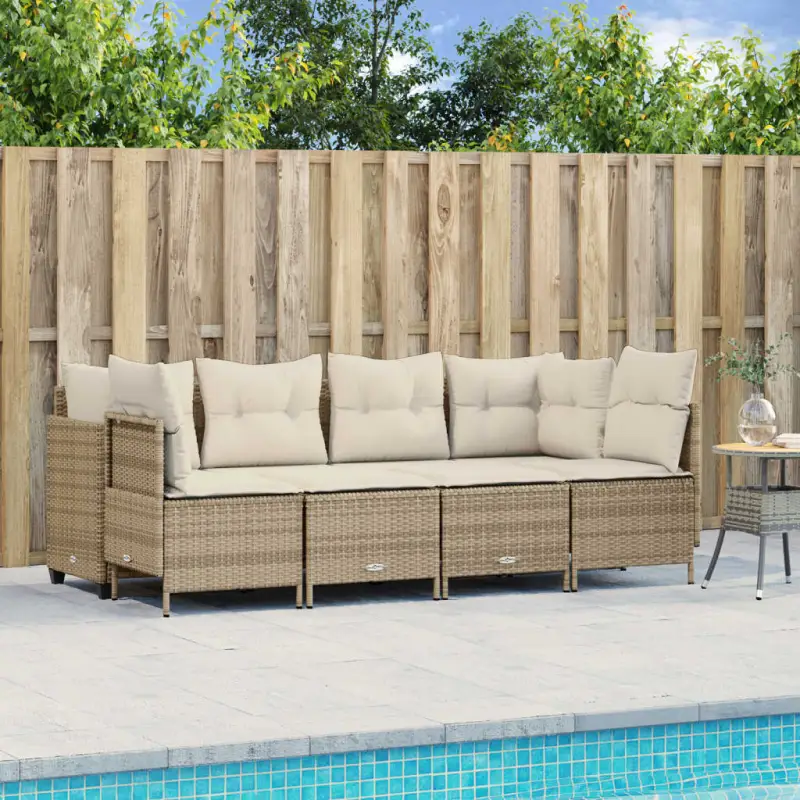Loungeset van gepoedercoated staal met beige materiaal voor tuin en terras