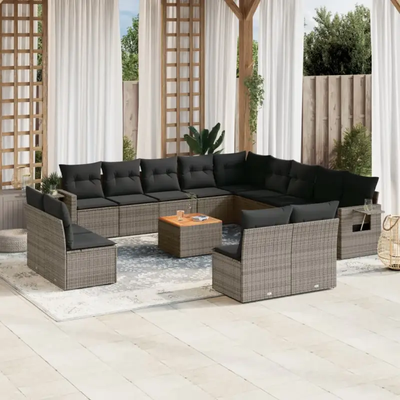 Loungeset van grijs materiaal met gepoedercoat staal afmetingen