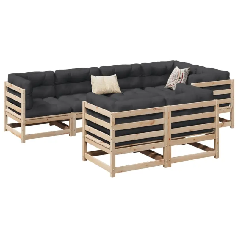 Loungeset van massief grenenhout met modulair ontwerp en comfortabele hoogte rugleuning