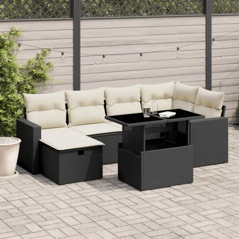 Loungeset van zwart gepoedercoat staal voor buiten optimaal comfort