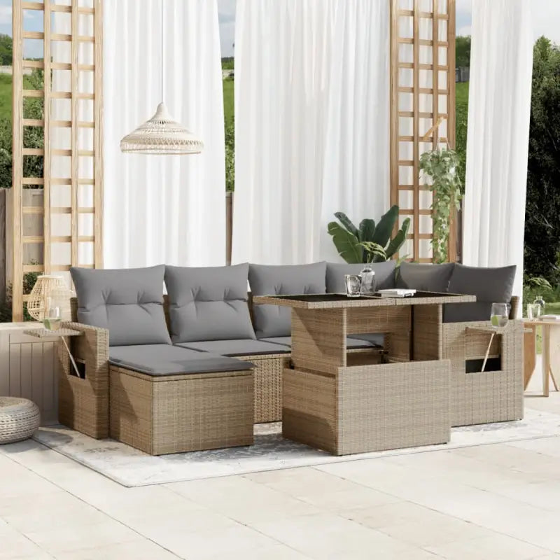 Loungeset voor tuin met beige materiaal en gepoedercoat staal