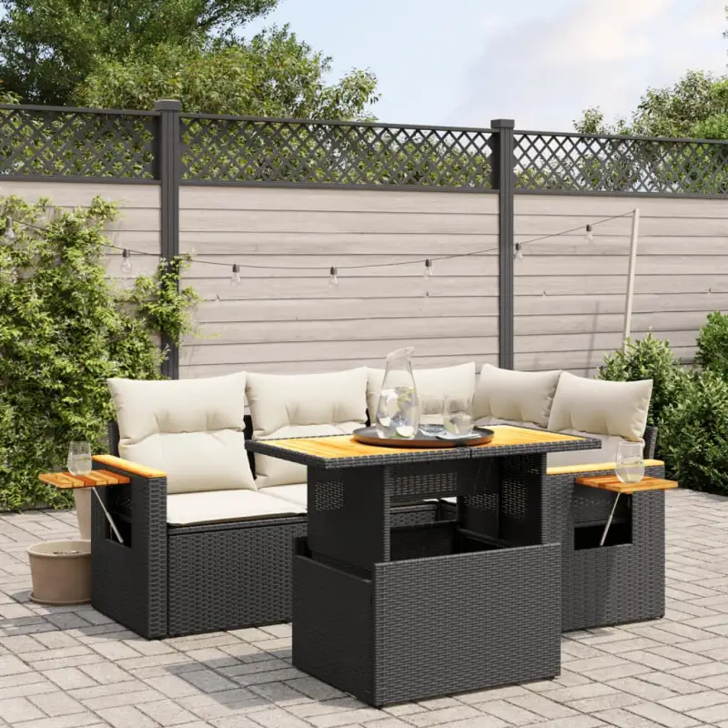 Loungeset voor tuin of terras in zwart materiaal en gepoedercoat staal