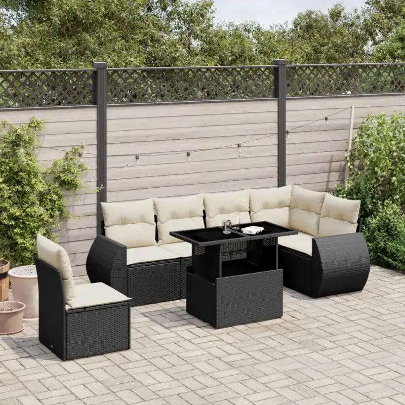 Loungeset voor tuin of terras met zwart materiaal en gepoedercoat staal