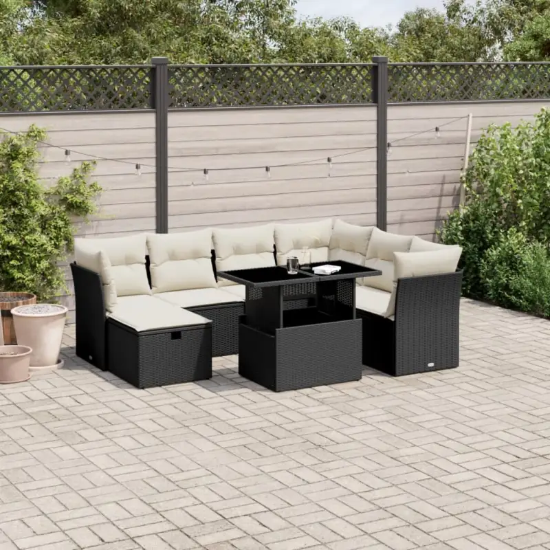 Loungeset voor tuin terras met zwart materiaal en gepoedercoat staal