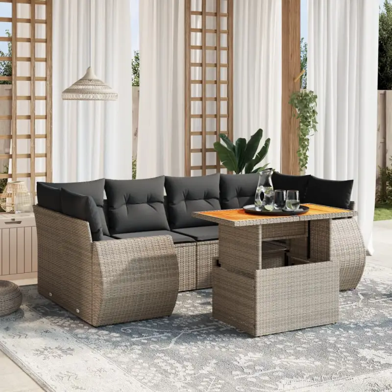 Loungeset voor tuin van grijs materiaal en gepoedercoat staal