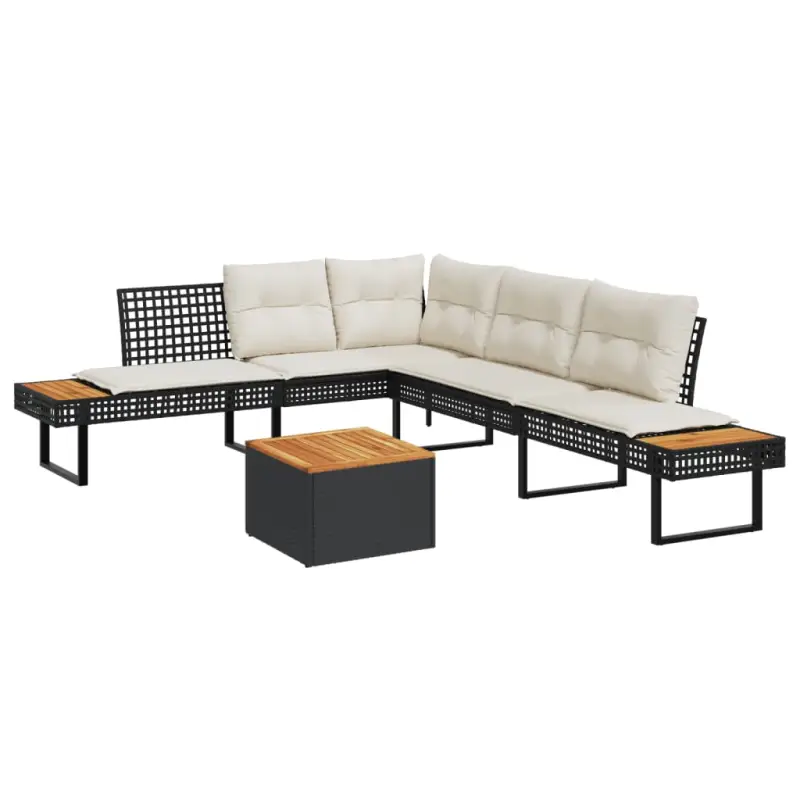 Loungetuinset met poly rattan en gepoedercoat staal voor comfortabele zitervaring