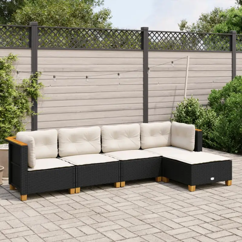 Loungetuinset met zwarte gepoedercoate stalen afwerking en natuurlijke olieafwerking