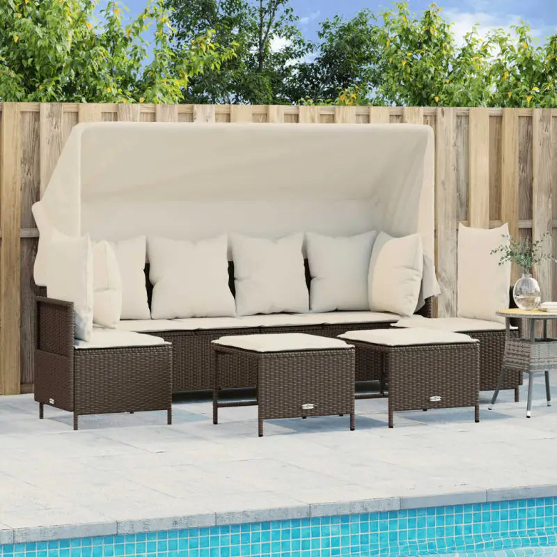 Loungetuinset van bruin materiaal met gepoedercoat staal afmetingen