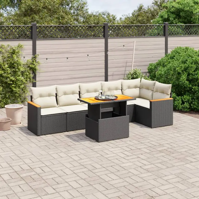 Loungetuinset van zwart materiaal met gepoedercoat staal voor buitenplezier