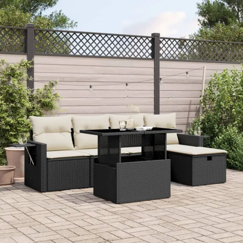 Loungetuinset van zwart materiaal met gepoedercoat staal afmetingen