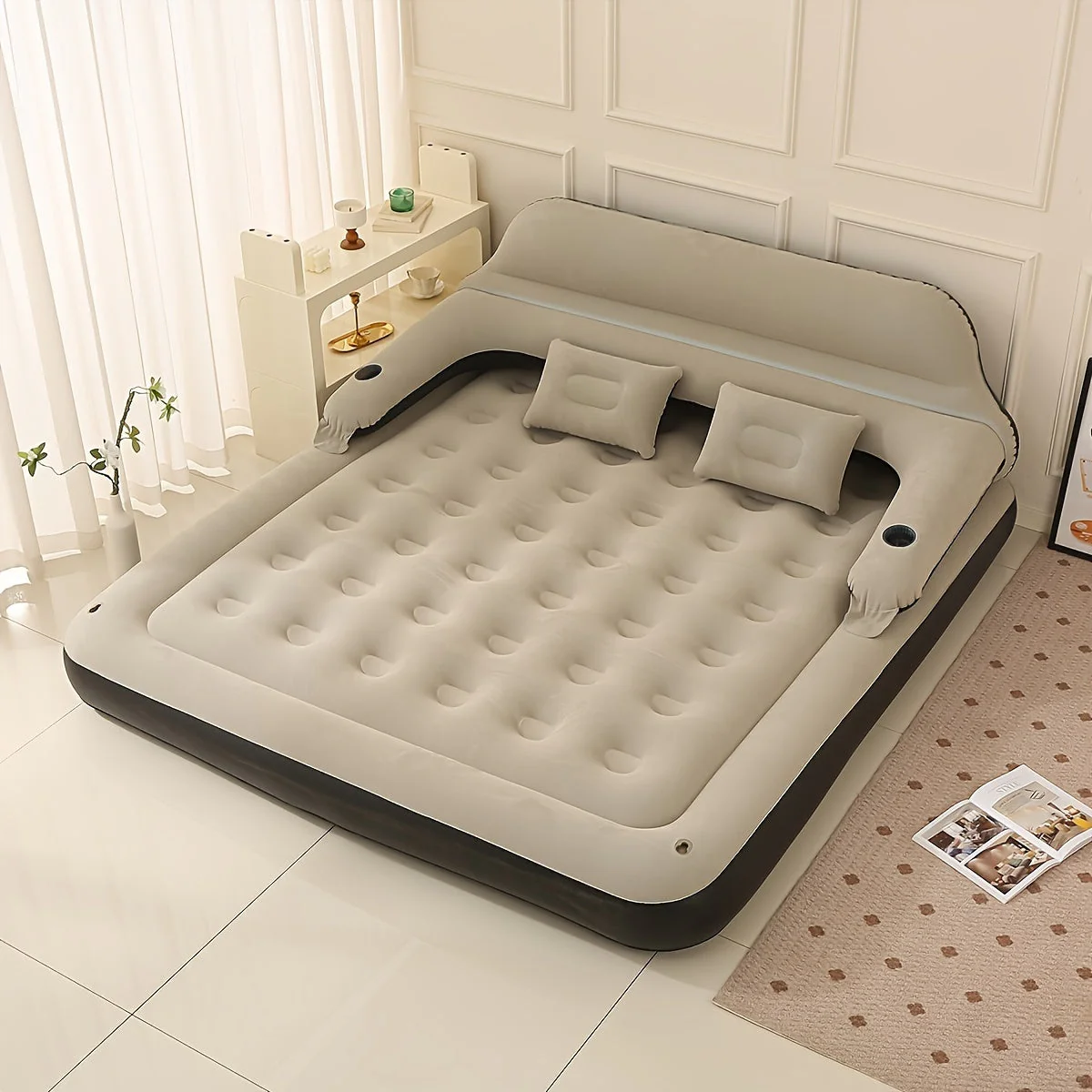 FlexiRust Opblaasmatras – Luxe Slaapcomfort met Rugsteun en Geïntegreerde Pomp