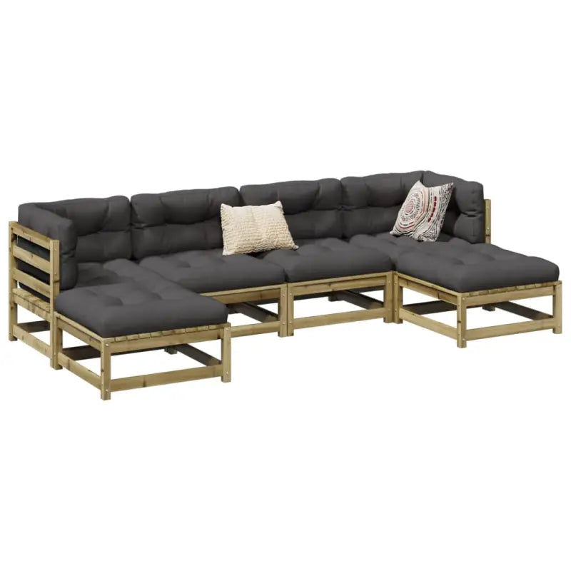 Luxe loungeset van massief grenenhout met modulair ontwerp voor comfortabel buitenplezier