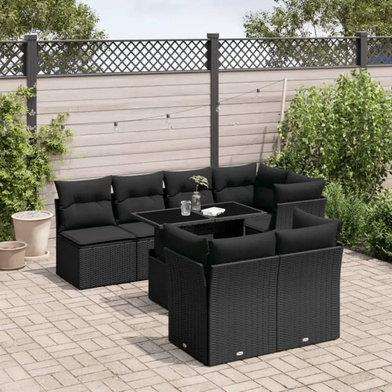 Luxueuze loungeset van zwart materiaal en gepoedercoat staal