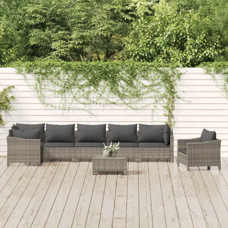 Moderne tuinset met poly rattan en armleuning links