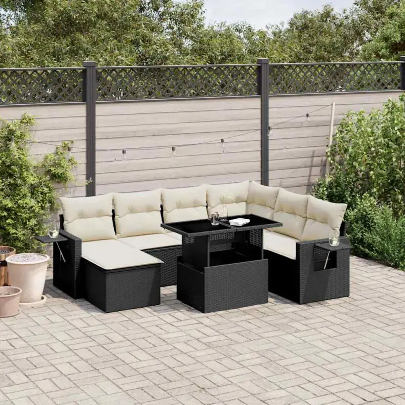 Moderne tuinset met zwart materiaal en gepoedercoat staal afmetingen