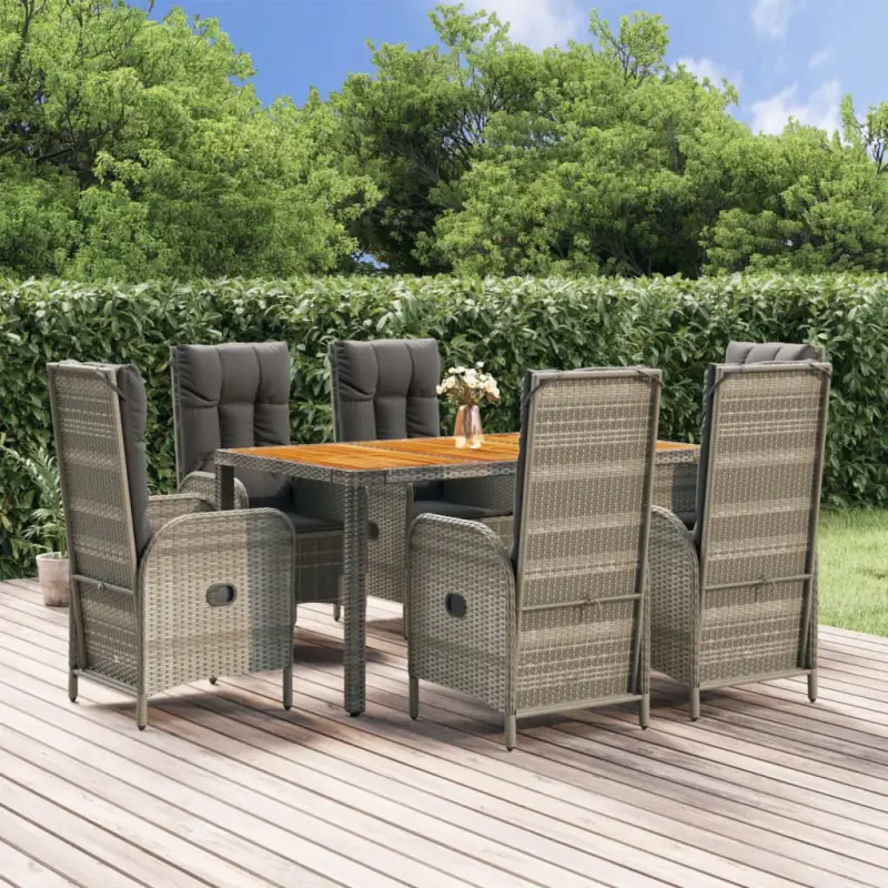 Moderne tuinset van poly rattan en massief acaciahout met gepoedercoat staal