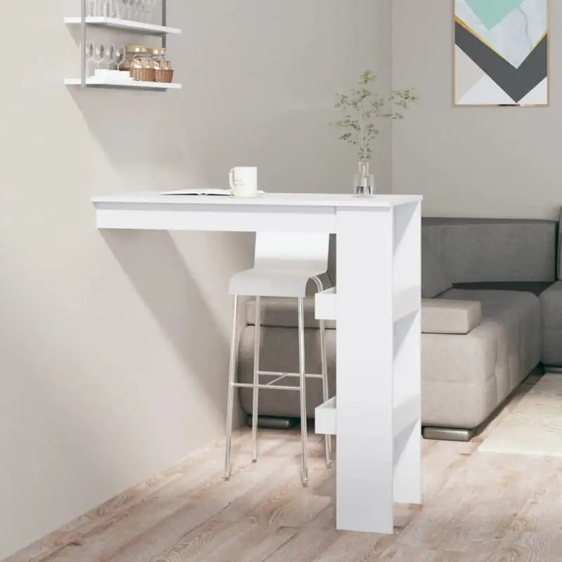 Moderne wandgemonteerde bartafel van bewerkt hout in hoogglans wit