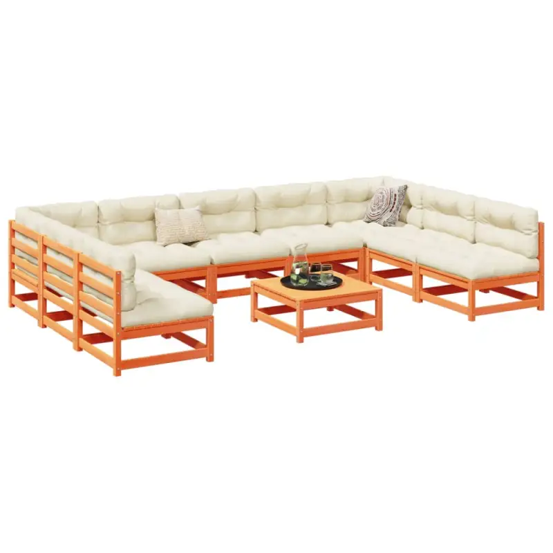 Modulair tuinset van massief grenenhout met comfortabele afmetingen zitting