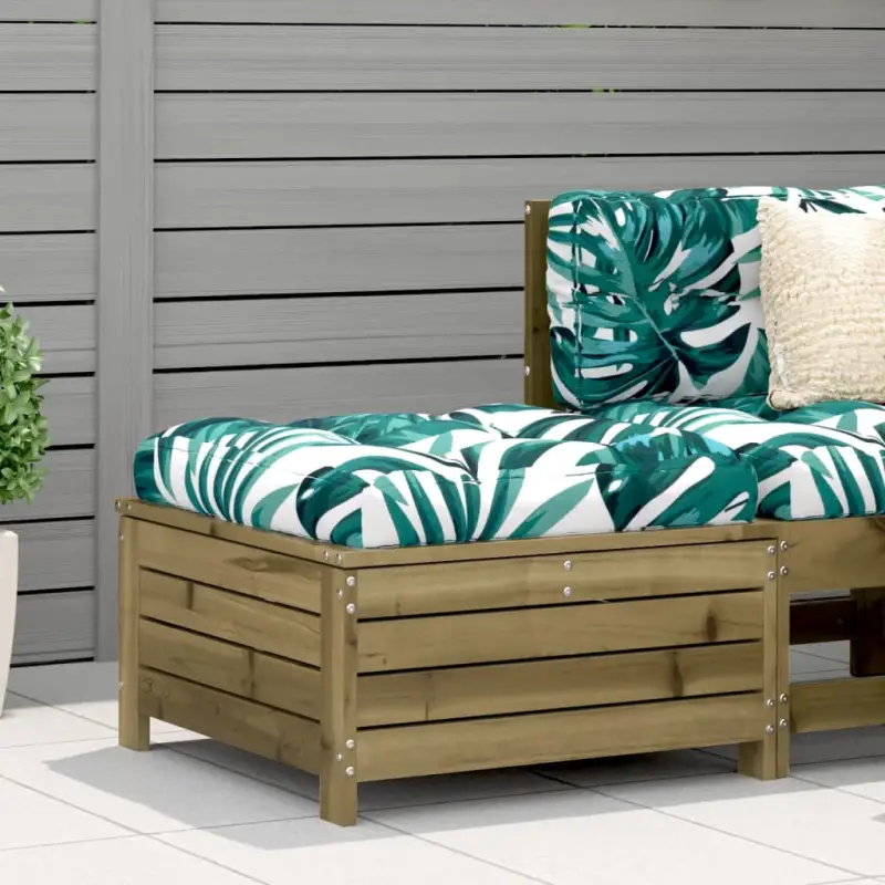 Modulaire houten tuinbank met kussen voor terras en tuinfeesten