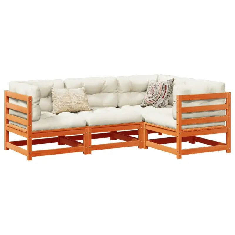 Modulaire loungeset van massief grenenhout met hoogte rugleuning