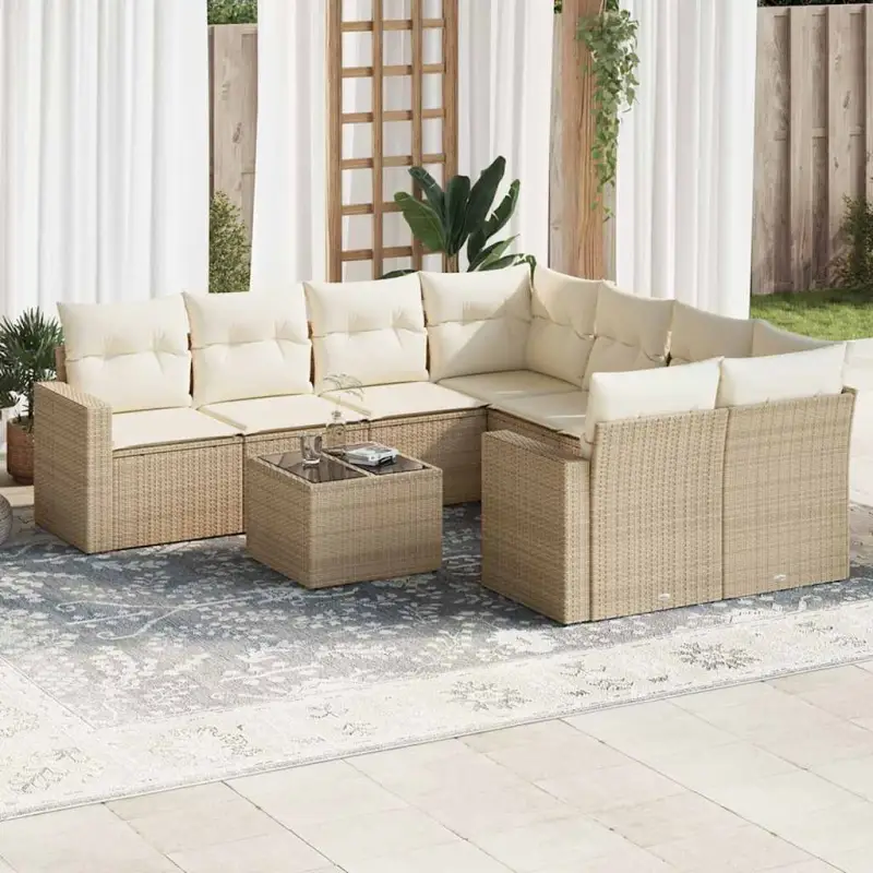 Modulaire tuinbank in beige materiaal met gepoedercoat staal