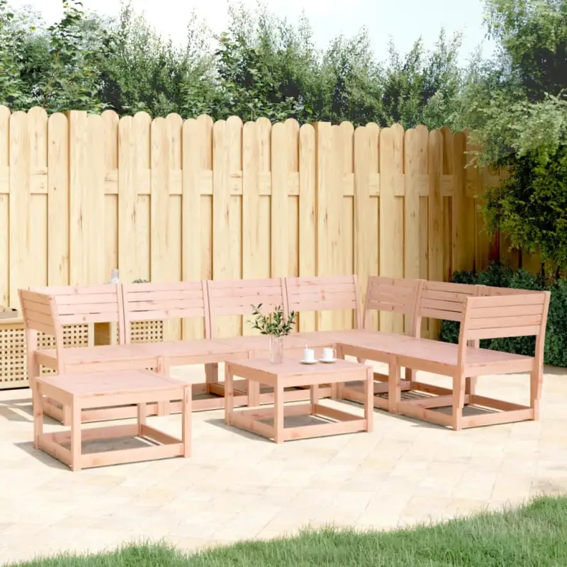 Modulaire tuinset van massief douglashout met afmetingen zitting