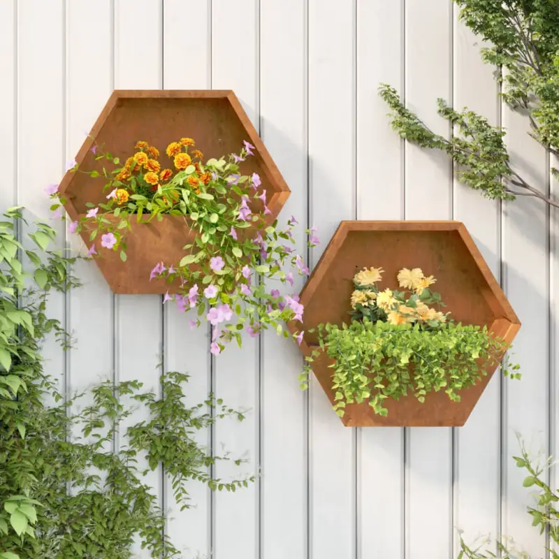 Muurplantenbakken van cortenstaal voor tuin en balkon