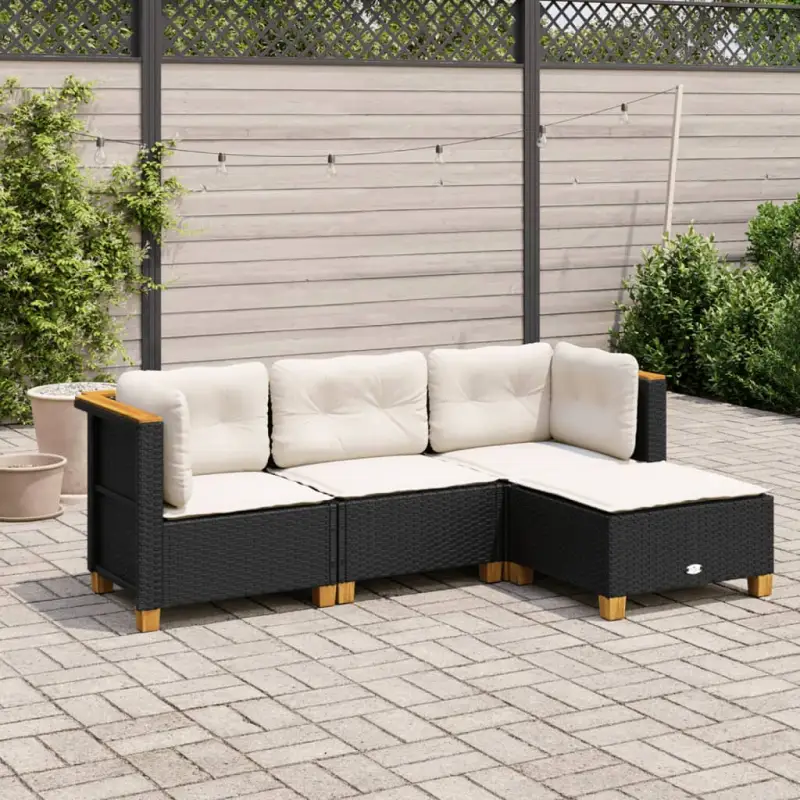 Natuurlijk afgewerkte loungeset van gepoedercoat staal in zwart materiaal