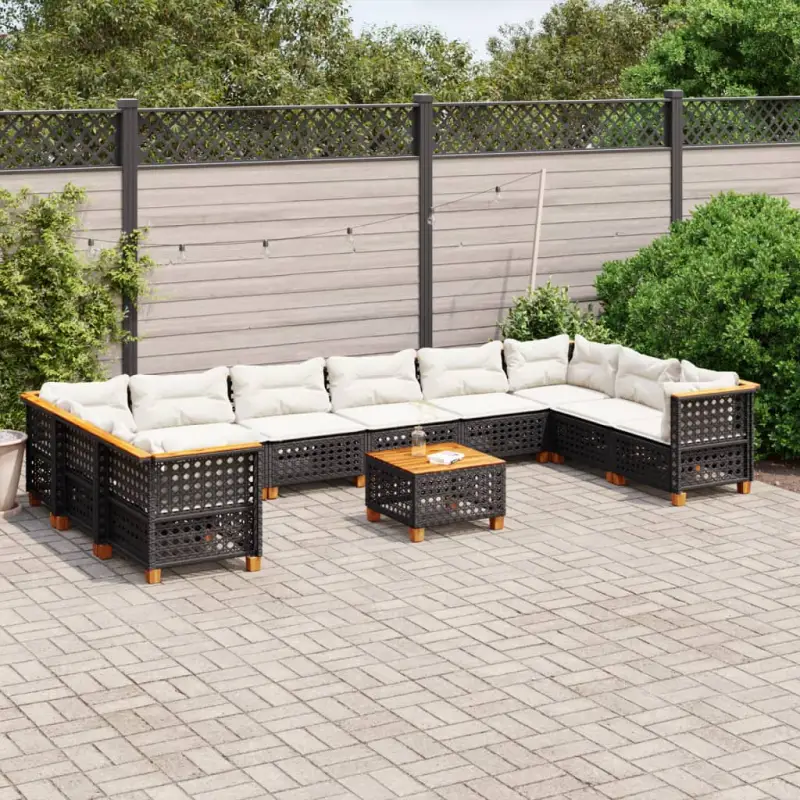 Natuurlijke olieafwerking loungeset in zwart gepoedercoat staal