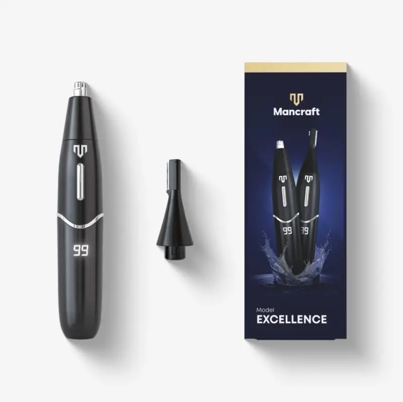 TrimPro Neus- en Wenkbrauwtrimmer met LCD-scherm en IPX6 Waterproof Ontwerp