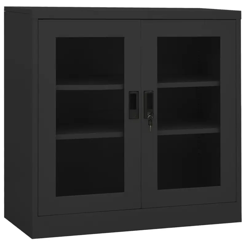Opbergkast met verstelbare schappen en gehard glas voor documentenstorage
