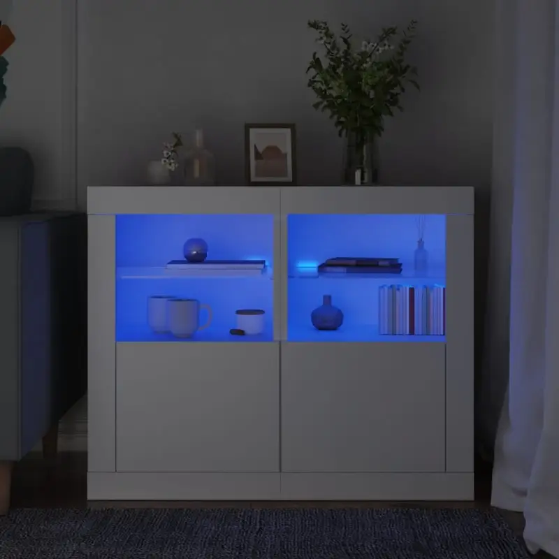 Opbergkasten met RGB LED-verlichting en bewerkt hout
