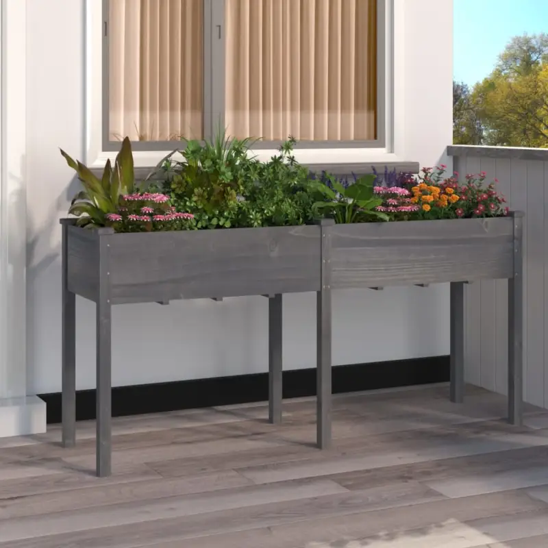 Plantenbak met voering van massief vurenhout voor tuin en terras