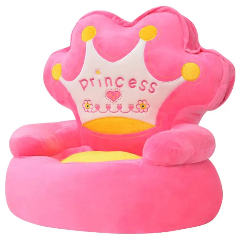 Pluche Kinderstoel met Kroonborduursels voor Speelkamer of Slaapkamer