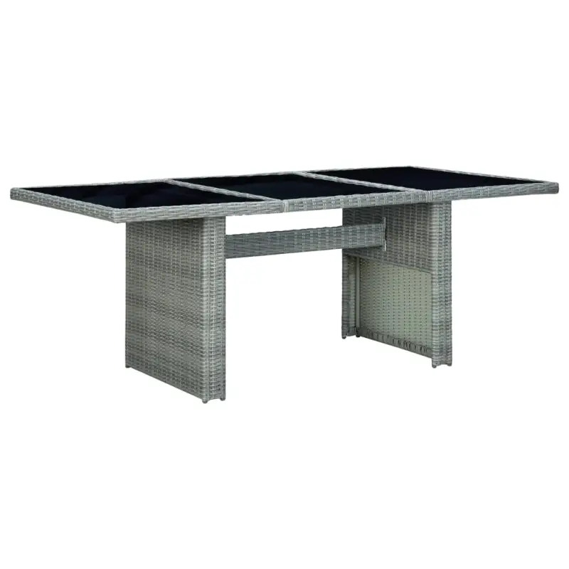 Poly rattan buitentafel met gehard glas voor een moderne buitenruimte