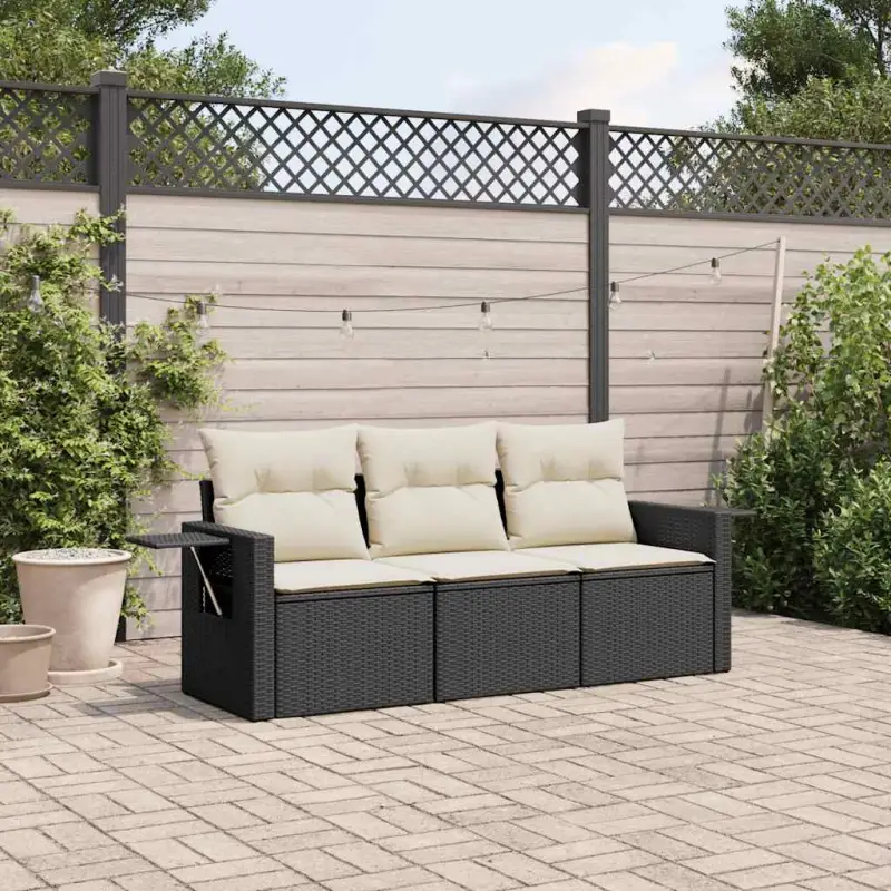 Poly rattan loungeset met waterdichte tas en gepoedercoat staal