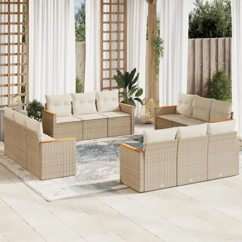 Poly rattan loungeset met waterdichte tas en wasbare hoes voor buitengebruik