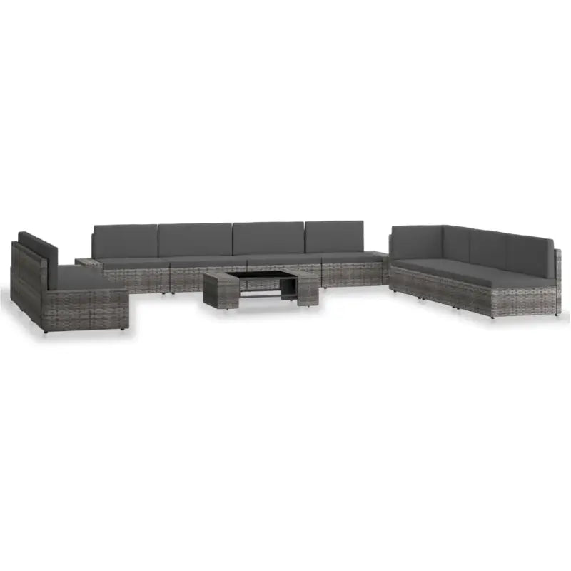 Poly Rattan Loungeset voor Tuin met Comfortabele Afmetingen Rugkussen
