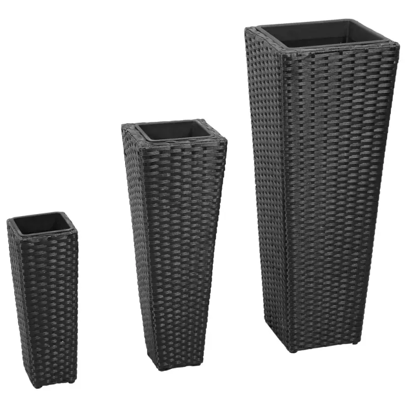 Poly rattan plantenbakken met verschillende maten en stalen frame